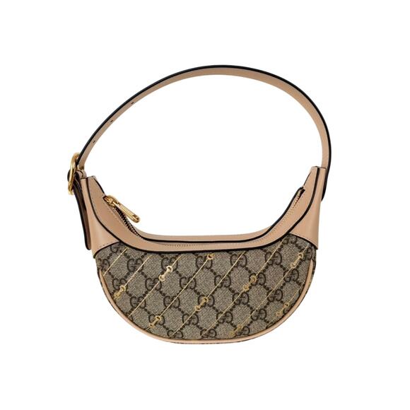 Gucci Morsetti Half Moon Mini Leather & Canvas NWT - Picture 2 of 9